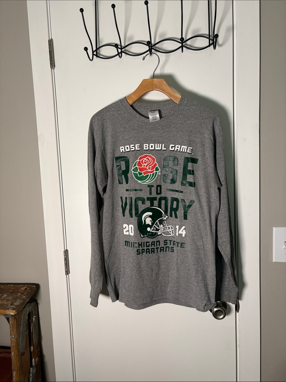 Michigan State Spartans Gray Rose Bowl Game 'Rose to Victory' Long Sleeve Shirt